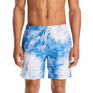 Trunks Surf & Swim Co. Sano Tie Dyed Print Swim Trunks Blue Size L 2801